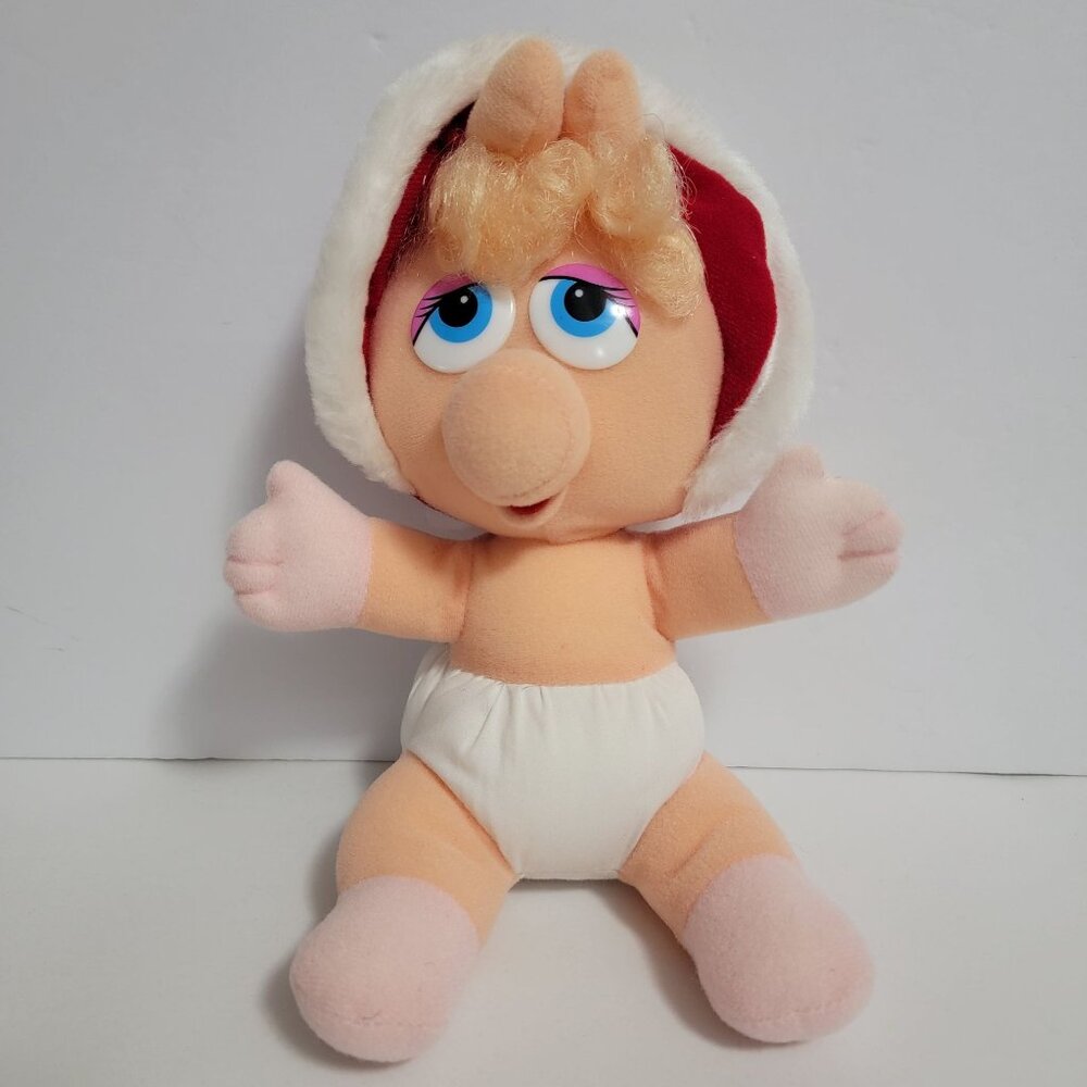 VTG 1987 Baby Muppet Miss Piggy 10" Stuffed Plush Toy Christmas Jim Henson